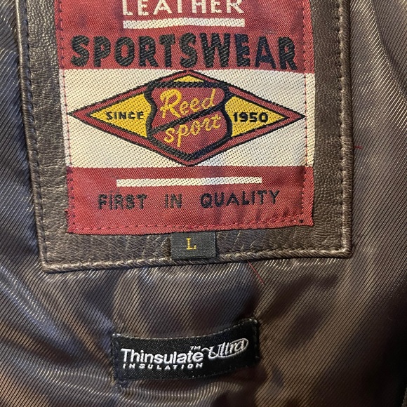 Reed Men’s Brown Leather Bomber Jacket Size Large - Picture 5 of 8